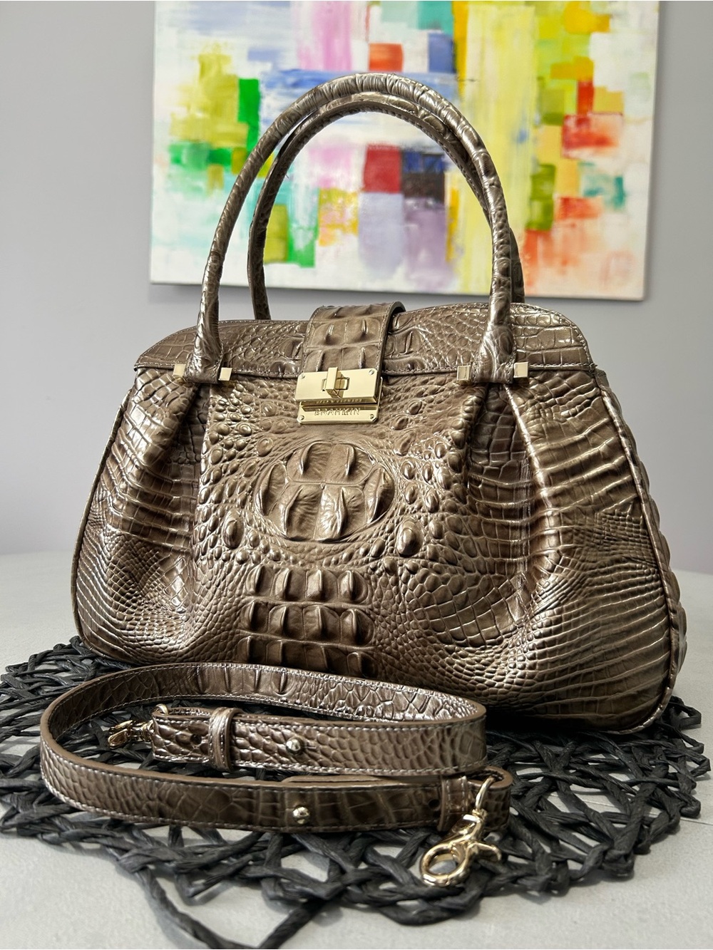 Brahmin Laura Melbourne Pewter Satchel